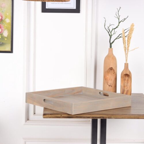 Teakhouten Dienblad Vierkant 50 x 50 cm - Greywash - Hout - FSC gecertificeerd - 2 jaar garantie - Exclusief dienblad