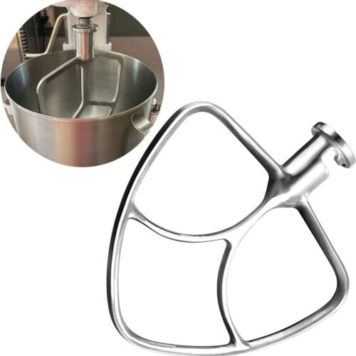 Thelau - Roestvrijstalen platte klopper voor keukenmixers, compatibel met 4.5-5QT modellen, vaatwasmachinebestendig