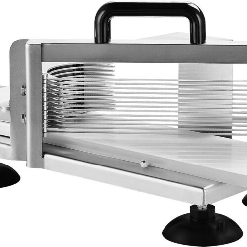 Tomatensnijder - Groentesnijder - Fruitsnijder - Snijmachine - Handmatige snijmachine - RVS Metalen Behuizing - 3 Dikte Instellingen 3/16" 1/4" 3/8" - Anti-slip Zuignappen Voor Stabiliteit