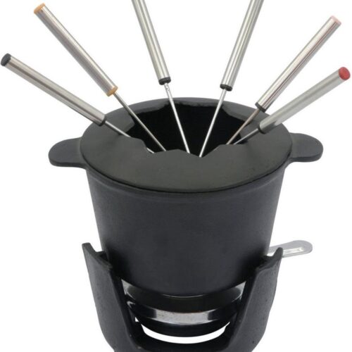Top Choice - Gietijzeren fondue set met vorken - 6 persoons - 17 x 10 cm