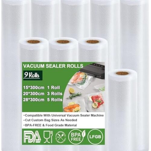 Vacuümzakken 9 Rollen 150 µm - BPA-vrij en Scheurvast - Voor Alle Vacumeermachines, Magnetrons en Sous Vide