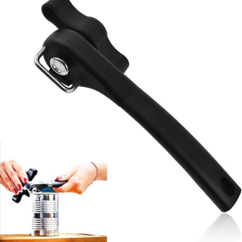 Veiligheidsblikopener - blikopener zonder scherpe randen - blikopener met antislip handgreep - roestvrij staal - handmatige blikopener - zwart