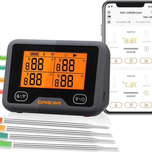 Vleesthermometer - Keukenthermometer Wi-Fi Bluetooth Oplaadbare Draadloze BBQ thermometer 4 probes Roker Oven Keuken