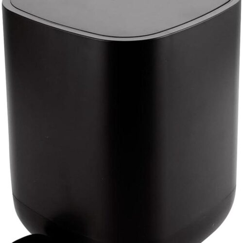 Vuilnisemmer met Deksel en Pedaal 9 liter - Zwart - Cosmetica-emmer - Badkamer Afvalemmer - Kleine Plastic Emmer - 27 x 22 x 27 cm