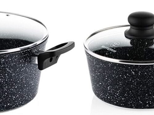 Westinghouse Pannenset Black Marble - Braadpan ø 28 cm & steelpan ø 20 cm - inductie en alle andere warmtebronnen - 2 Delig