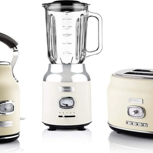 Westinghouse Retro waterkoker + broodrooster 2 sleuven + blender - wit