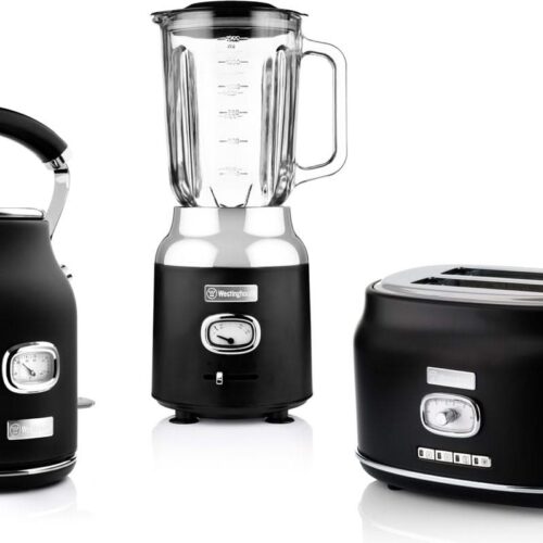 Westinghouse Retro waterkoker + broodrooster 2 sleuven + blender - zwart