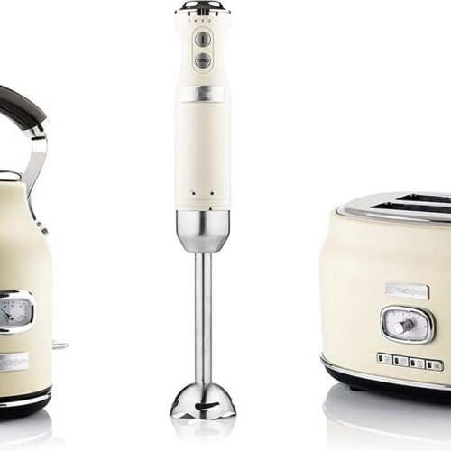 Westinghouse Retro waterkoker + broodrooster 2 sleuven + staafmixer - wit
