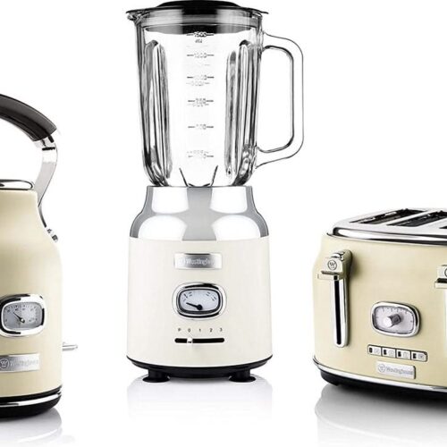 Westinghouse Retro waterkoker + broodrooster 4 sleuven + blender - wit