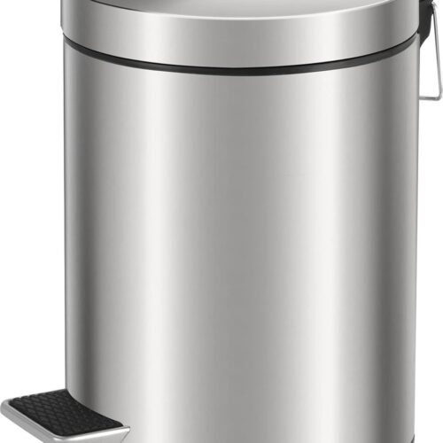 pedaalemmer, circa 3 l zilveren vuilnisemmer ALS afvalemmer - cosmetica-emmer met automatische daling van roestvrij staal glanzend met deksel + kunststof inzetstuk