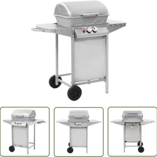 vidaXL Bbq - Gasbarbecue - Gasbarbecue en grill met 2 kookzones roestvrij staal zilver - Buitengrill - Roestvrijstaal - Zilver