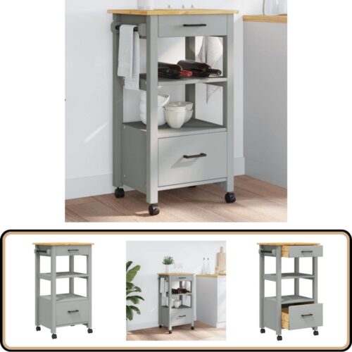 vidaXL Keukentrolley MONZA - 48x40x90 cm - Grenenhout Keuken Trolley - Keukenkasten - Grenoblehouten Kast - Vintage Keuken - Opbergkast