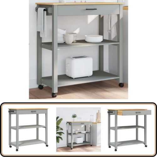 vidaXL Keukentrolley MONZA - 84x40x90 cm - Grenenhout Keuken Trolley - Keukenkasten - Grenoblehouten Kast - Vintage Keuken - Opslagoplossing