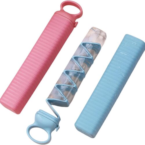 2-delige uittrekbare ijsblokjesset - IJsblokjes machine van kunststof voor levensmiddelen - IJsblokjesmachine - Draagbare ijsblokjesvorm voor thuisgebruik - Antiaanbaklaag en eenvoudig te verwijderen - IJsvorm - Blauw, roze