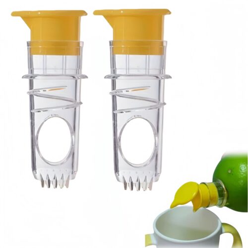 2 stuks - handmatige citruspers - met deksel en schroefdop - voor thuis, op reis, op kantoor, geel | Keuken, Eten & Bar | Kleine keukenapparaten | Sapcentrifuges - met filter - geel - 3.5×8cm