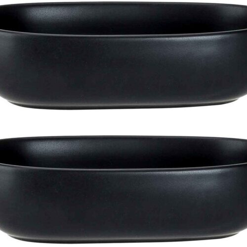 3x Zwarte ovenschalen 18,5 x 11,5 x 5 cm - Ovaal - Klassieke braadsledes - Ovenschotel schalen - Bakvorm/braadslede