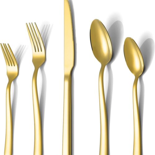 40-delige roestvrijstalen bestekset voor 8 - luxe vierkant servies met dik mes, vork en lepel voor thuis, keuken en bruiloften