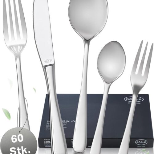60-delige Hoogwaardige Bestekset voor 12 Personen - Roestvrij Staal, Vaatwasmachinebestendig