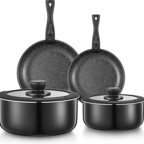 8-delig Pannenset- afneembare handgrepen- 2 deksels- 20/28 cm- 26/14 l- inductie- vaatwasserbestendig- ovenbestendig pannenset inductie koudgrepen