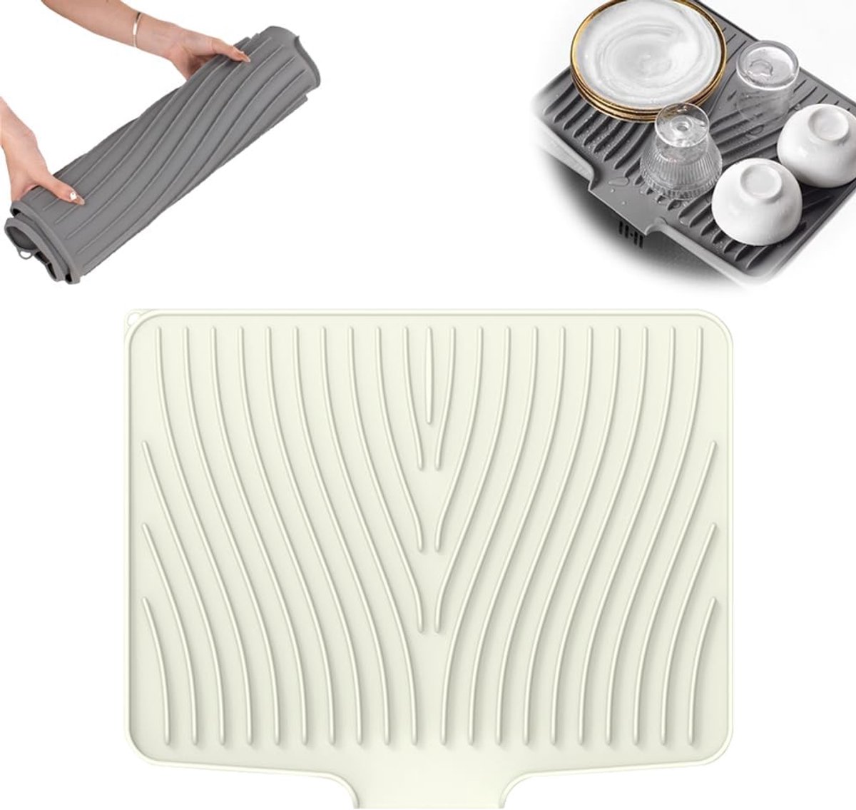 afdruipmat voor aanrecht afwas droogmat siliconen afwas en droogmat met antislip ontwerp barmat met afvoer voor keuken goosteen warmtebestendige vaat mat voor afwassen en druipen gootsteenmat antislip 40 x 33 cm gebroken wit Afdruipmat Voor Aanrecht - Afwas Droogmat - Siliconen Afwas En Droogmat Met Antislip Ontwerp - Barmat Met Afvoer Voor Keuken Goosteen - Warmtebestendige Vaat Mat Voor Afwassen En Druipen - Gootsteenmat - Antislip - 40 x 33 Cm - Gebroken wit