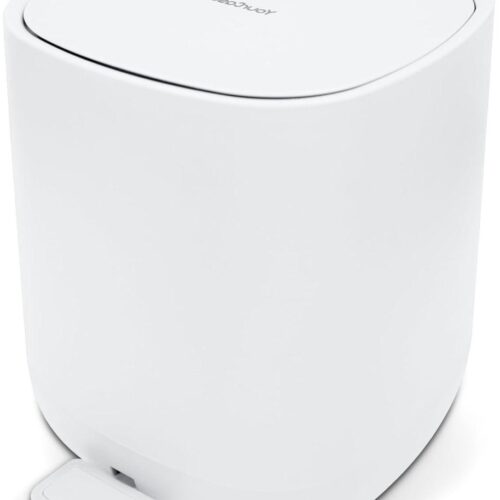 Afvalemmer (5 liter) - Elegant design pedaalemmer met deksel en softclose - Voor badkamer, keuken of kantoor - Uitneembare binnenemmer (wit)