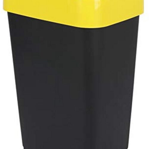 Afvalemmer met Kanteldeksel - 35 Liter - Zwarte Vuilnisemmer met Gekleurd Deksel