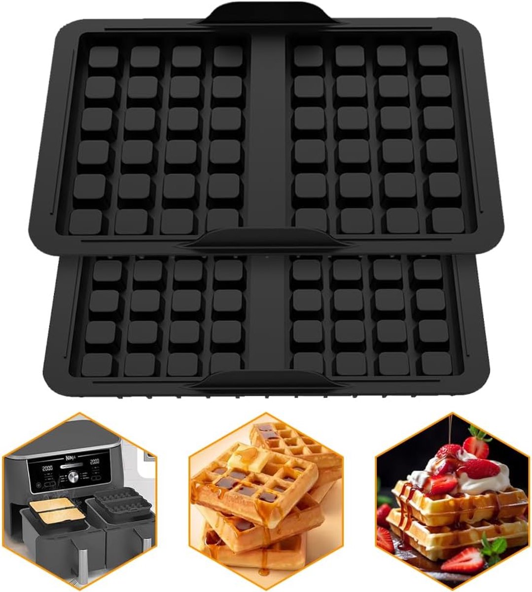 air fryer accessoires 2 stukken wafelijzer compatibel met ninja af400eu, af451eu, sl400eu en af500de belgische wafel maker silicone accessoires Air Fryer Accessoires - 2 Stukken Wafelijzer - Compatibel met Ninja AF400EU, AF451EU, SL400EU en AF500DE - Belgische Wafel Maker Silicone Accessoires