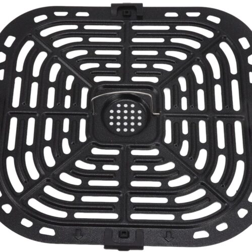 Airfryer grillpan, vierkante airfryer grill crisper plaat lade roestvrijstalen frituurpan vervangende crisper plaat airfryer grillpan lade rooster, 24x23cm