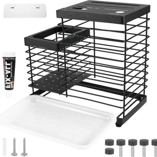 Allecto Plus - Messenblok voor tafel en wandmontage, messenhouder zonder mes - roestvrij staal - houdt messen georganiseerd en schoon