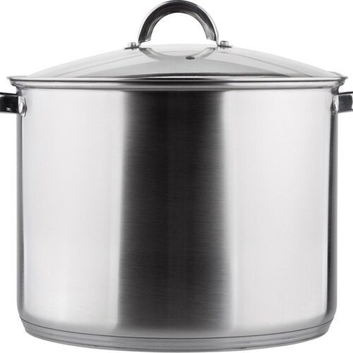 Altom Design Fabio RVS XL Hoge Soeppan / Kookpan 30cm 15L Met Glazen Deksel 30 x 22 cm