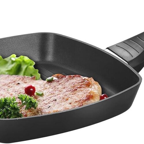 Antiaanbak Grillpan 24 CM voor Inductie en Alle Kachels - Duurzame Bakplaat met Hittebestendig Handvat