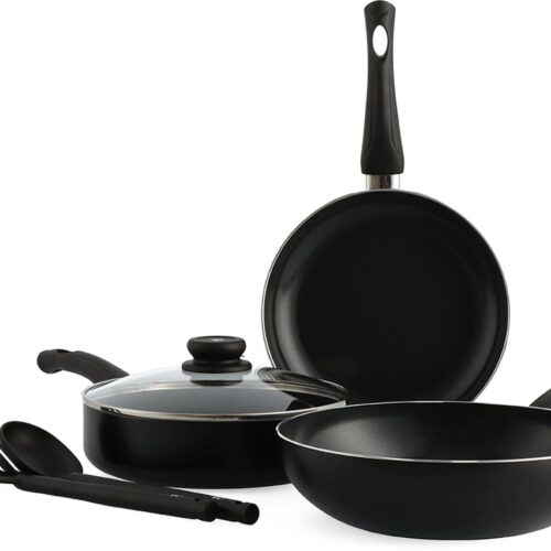 BK Brilliant Keramische Antiaanbaklaag Pannenset 3-delig - Ø 20/24/28cm - PFAS-vrij - Inductie koekenpan, wokpan en hapjespan - Inductie pannenset - vaatwasserbestendig - ovenbestendig tot 160 graden - koudgrepen - snelle opwarming - Zwart