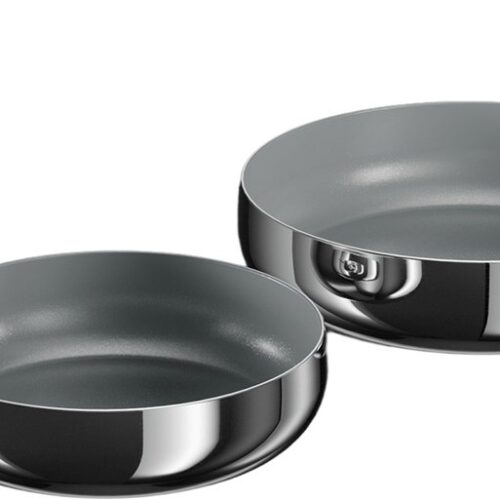 BergHOFF Home Koekenpannenset 2-delig RVS - Ø 20 / Ø 24 cm - Inductie Koekenpan RVS - Antikleefpan - PFAS & PTFE vrij - Inductie, Elektrisch, Keramisch & Gas - Keramische Anti-Aanbakpan - Stellar Steel