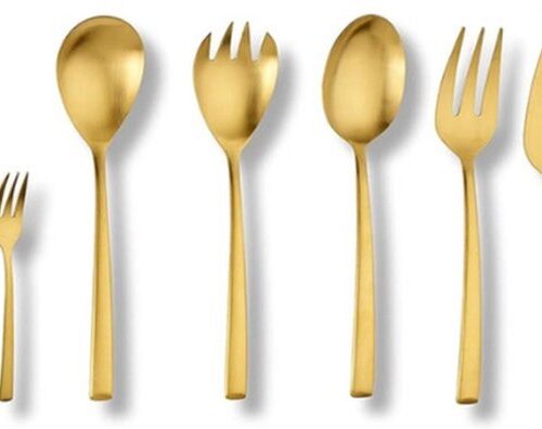 Bestek Set - Deluxe - 68-Delig PVD Goud Gematteerd Tafelbestek "Avelino" voor 12 Personen, Roestvrij Staal 18/10, Inclusief Bestekset en Opbergcassette