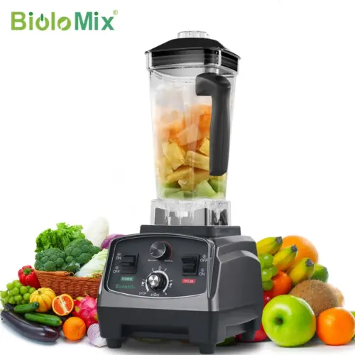 BioloMix 3HP 2200W Zware Commerciële Kwaliteit Timer Blender Mixer Juicer Fruit Keukenmachine Ijs Smoothies BPA Gratis 2L Pot