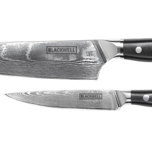 Blackwell Messenset (Koksmes + Officemes) - Japanse stijl - 67 lagen damaststaal - VG10 - 2-delig