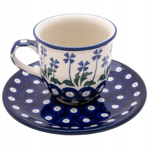 Bolesławiec Keramiek Kop & Schotel 180ml - Handgemaakt Bloemenpatroon