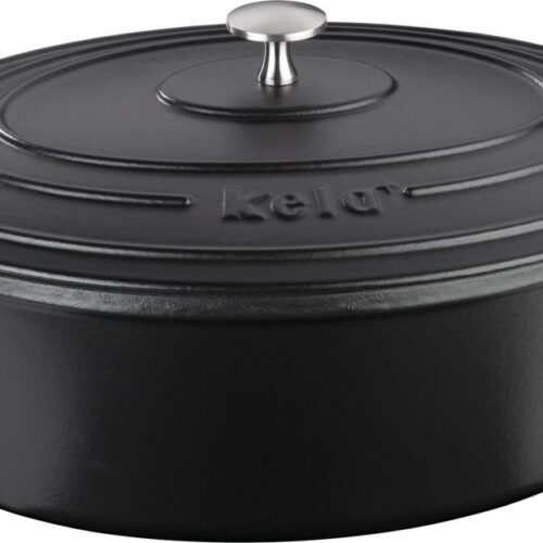 Braadpan Gietijzer Ovaal Zwart, 33 cm x 26 cm- Kela | Calido
