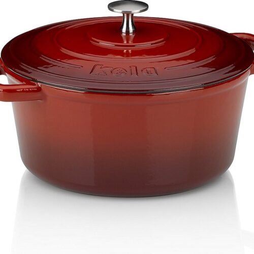Braadpan Gietijzer Rood, 24 cm - Kela | Calido
