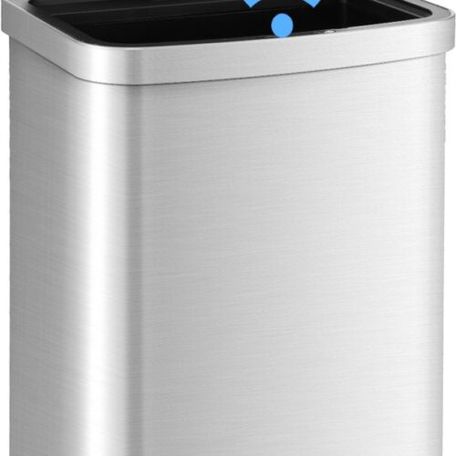 COSTWAY Vuilnisemmer met sensor, automatisch met deksel, afvalemmer van roestvrij staal en kunststof, vuilnisemmer voor badkamer, slaapkamer, badkamer, kantoor, 50 liter