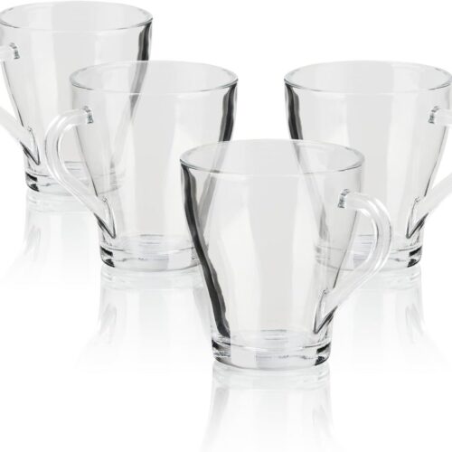 Candala 4x theeglazen met handvat - ml koffieglas van borosilicaatglas