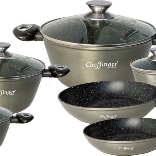 Cheffinger Pannenset - 10-delig - Zilver - Inductie - Met Deksels