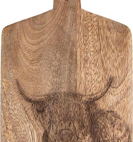 Clayre & Eef Decoratie snijplank 30x15 cm Bruin Hout Stier Borrelplank