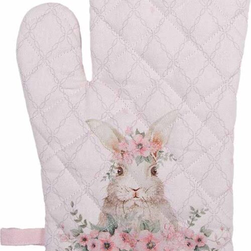 Clayre & Eef Ovenwant 18x30 cm Roze Katoen Konijn