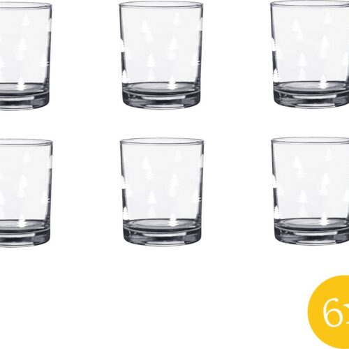 Clayre & Eef Waterglas set van 6 stuks 230 ml Glas Kerstbomen Drinkbeker