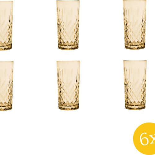 Clayre & Eef Waterglas set van 6 stuks 280 ml Bruin Glas Drinkbeker