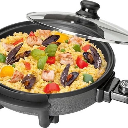 DD® Partypan - Elektrische Pan - Hapjespan Electrisch - Braadpan met Antiaanbaklaag - 40x38x16cm - Zwart