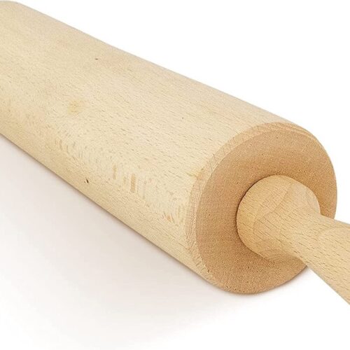 Deegroller met metalen als van 100% FSC® Beukenhout, deegroller made in Europe, 43 cm deegroller als bakaccessoire, houten keukenhulp om uit te rollen, deegroller voor het bakken