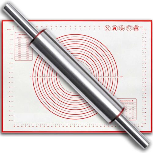 Deegroller - siliconen bakmatten set - grote niet-stick BBQ-mat 43 cm - nul onderhoud - voedselveilig - koekjes gebak pizzabrood pasteitaart fondant glazuur