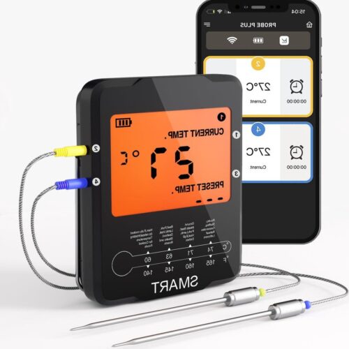 Digitale draadloze bluetooth vleesthermometer voor keuken BBQ - temperatuur direct aflezen - 100 m bereik - app-besturing Thermometer oven
